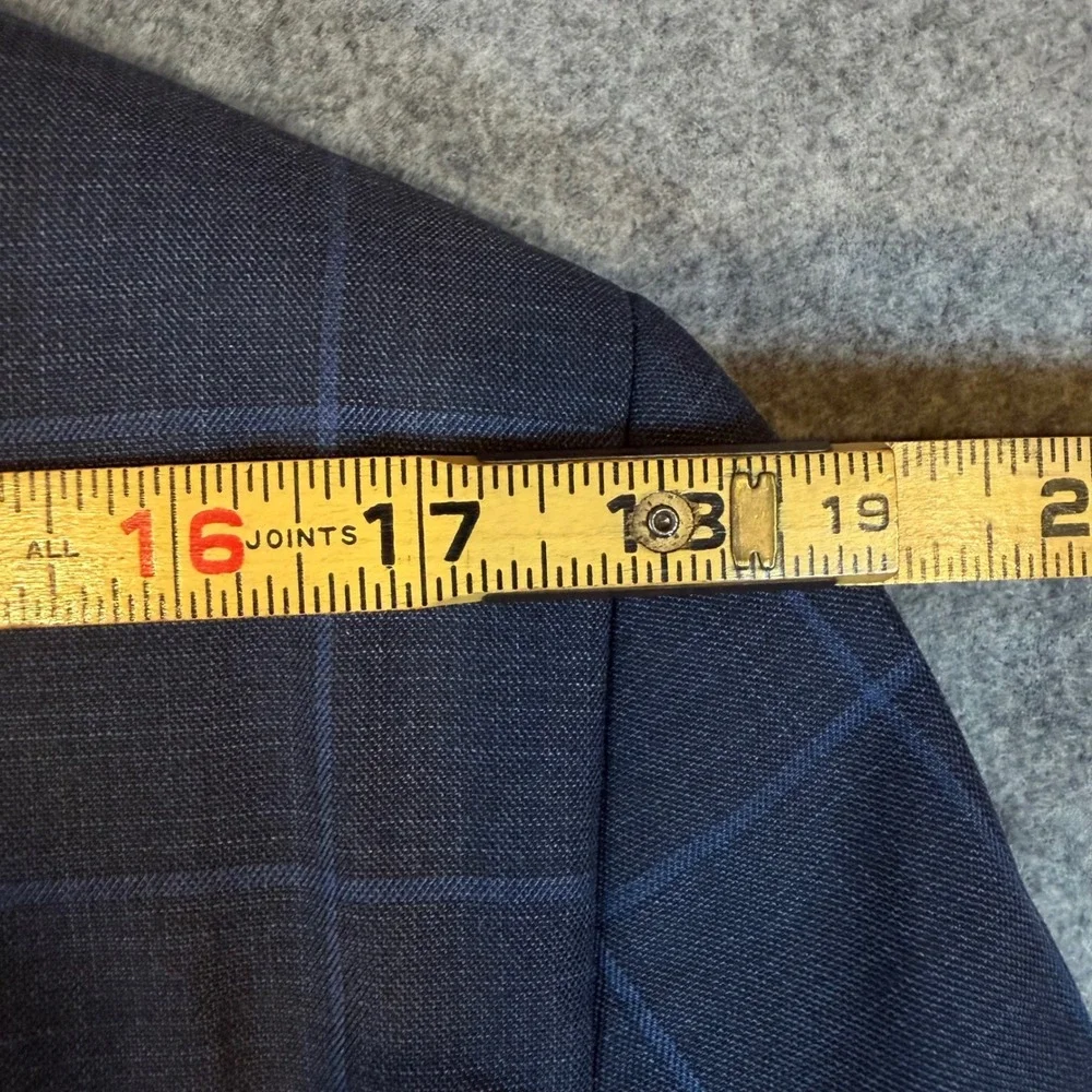 Kenneth Cole Reaction Men 42S Slim Fit Flex Suit Jacket Navy Windowpane CLOO1FJX